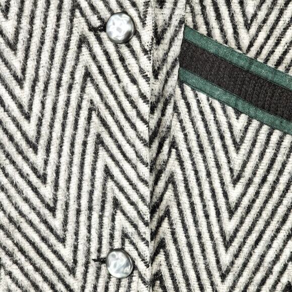 Vtg 80s Tweed Chevron Coat M/L* Women Zigzag Shoulder Pads New Wave Androgynous - Picture 11 of 15